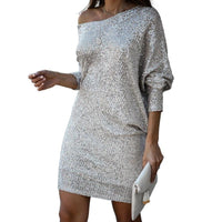 Robe-Disco-Paillette-Manche-Longue