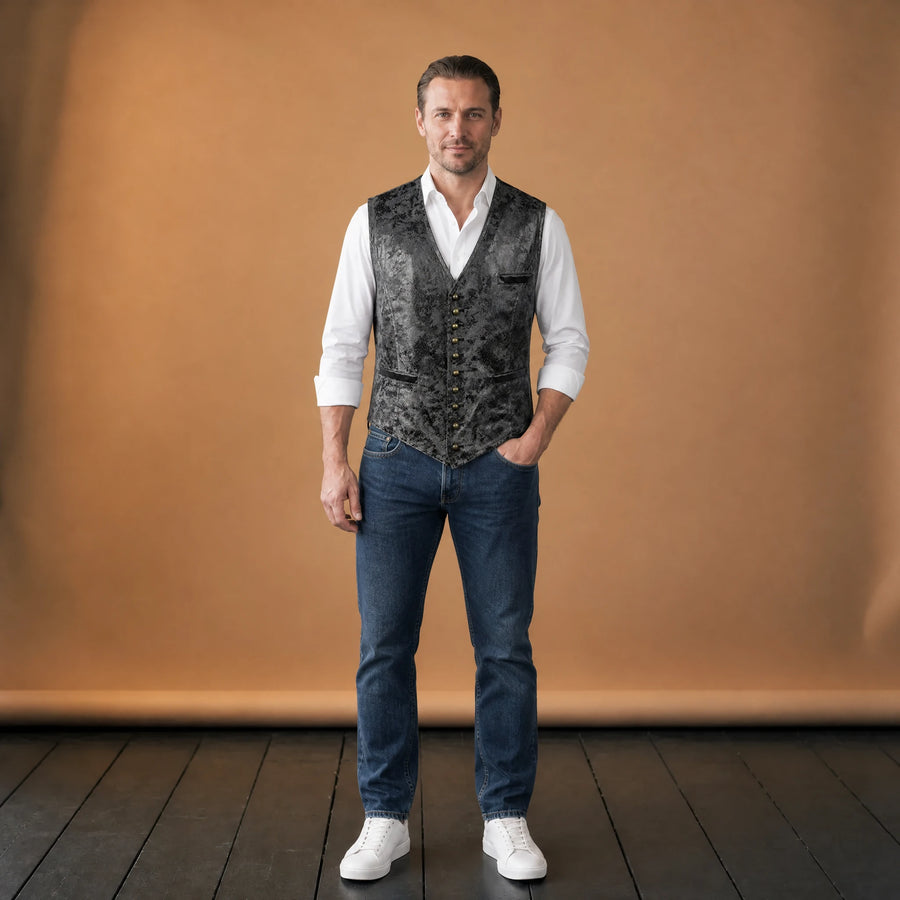 Gilet sans manches homme vintage à motifs - VETEMENT Studio HOMME