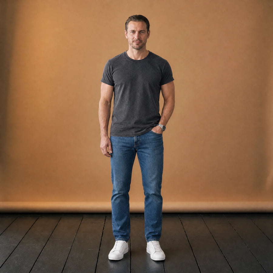 T-shirt vintage à manches courtes de couleur unie pour hommes - VETEMENT Studio HOMME
