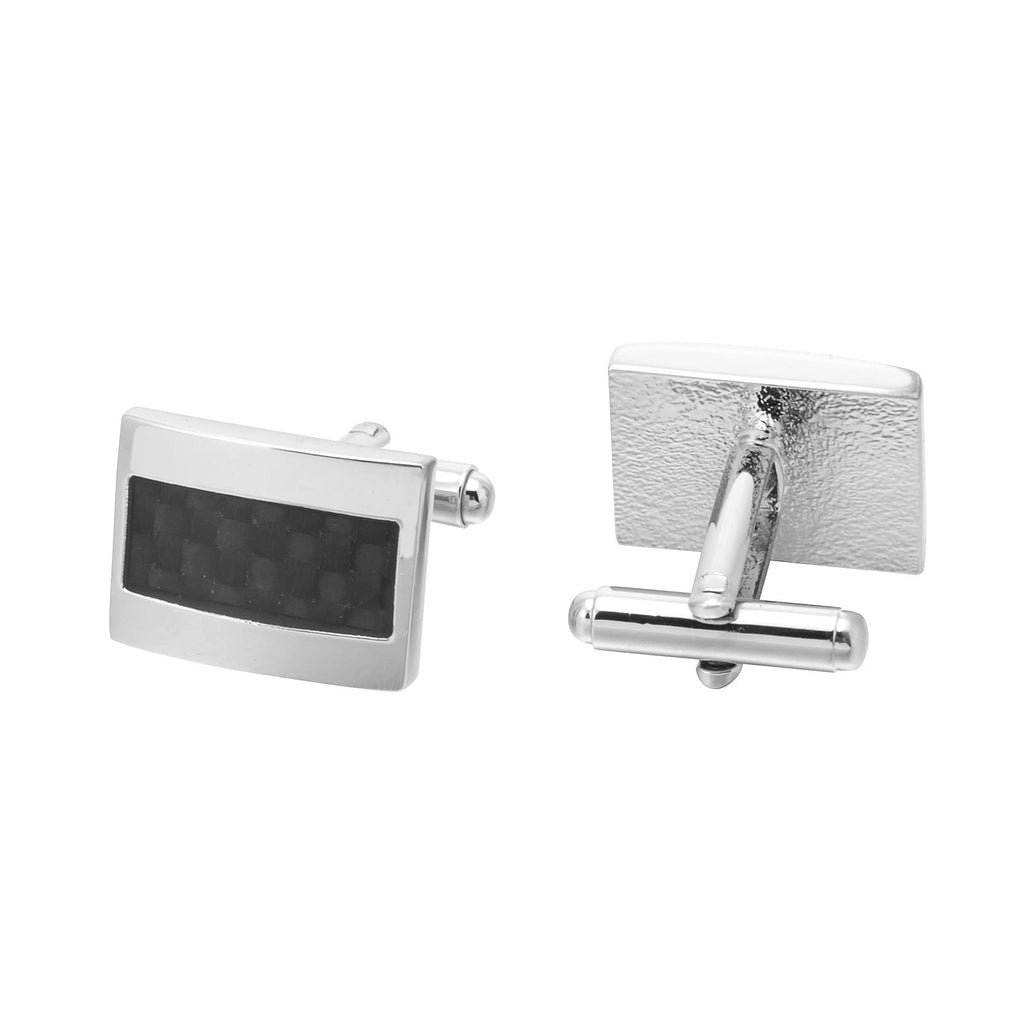 Boutons De Manchette En Fibre De Carbone Gaventa London 29076 - Couleur Argent, Neuf Avec étiquettes
