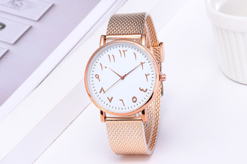 Montre vintage en cuir et verre trempé avec mouvement à quartz et zircon main image 0