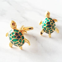 boutons-de-manchette-tortue-email-vintage