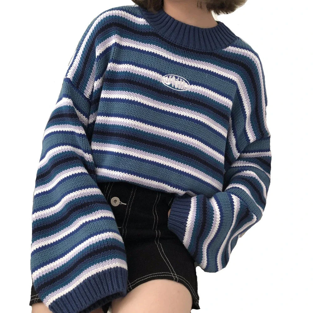 pull-bleu-raye-vintage