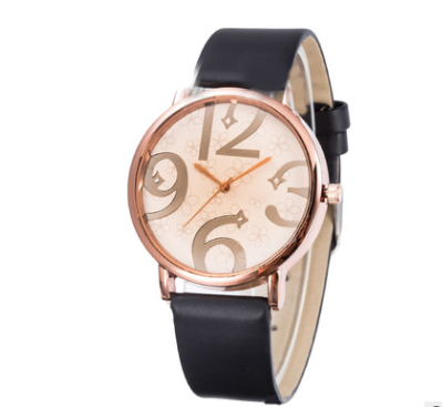 Montre vintage en cuir et verre trempé avec mouvement à quartz et zircon main image 1