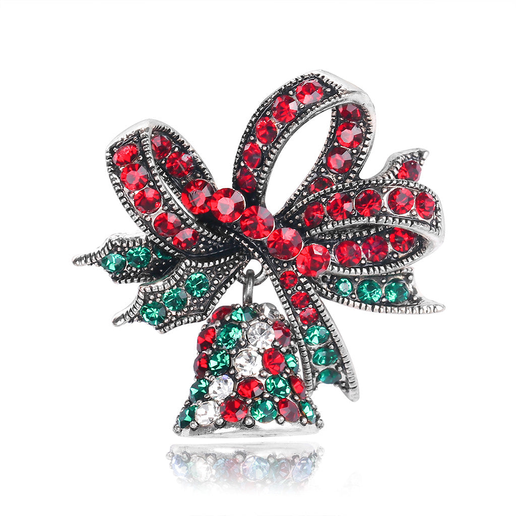 Broche Noël Arbre De Noël En Alliage - 4,2x2,7 Cm, Décorée Strass - Accessoire Cadeau Pour Femme, Décoration Vêtement, Sac, écharpe - 4