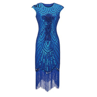 Robe-Charlesto-Bleu-Grande-Taille