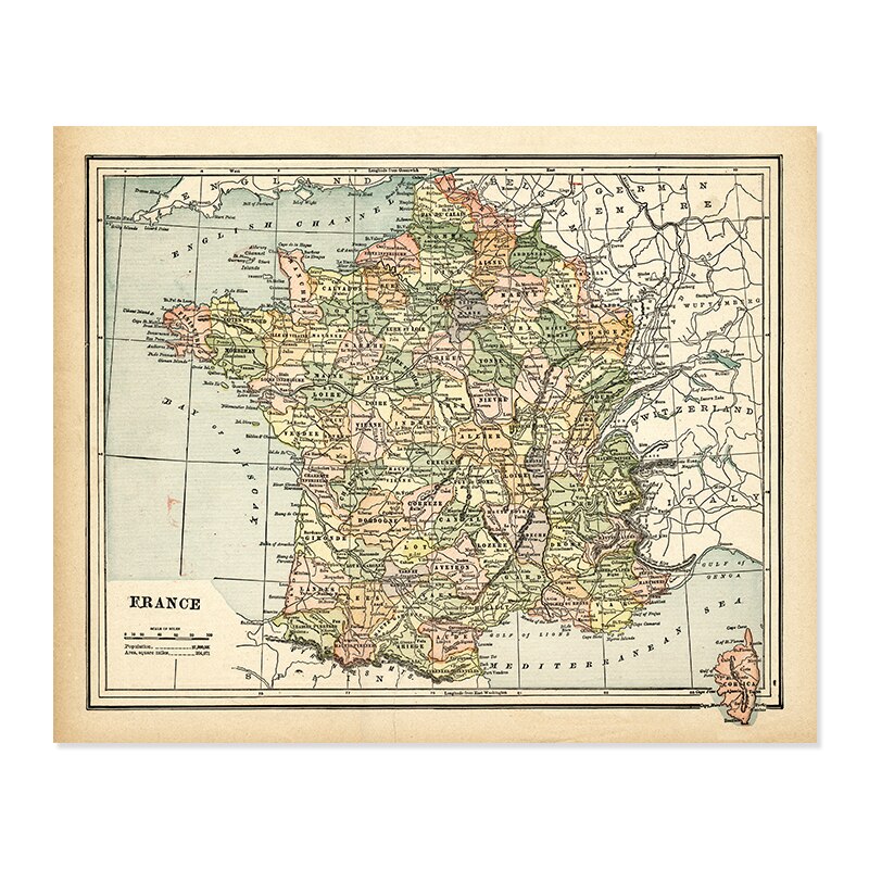 Affiche Carte de France Vintage
