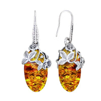 boucle-d-oreille-ambre-et-argent-vintage-pendantes