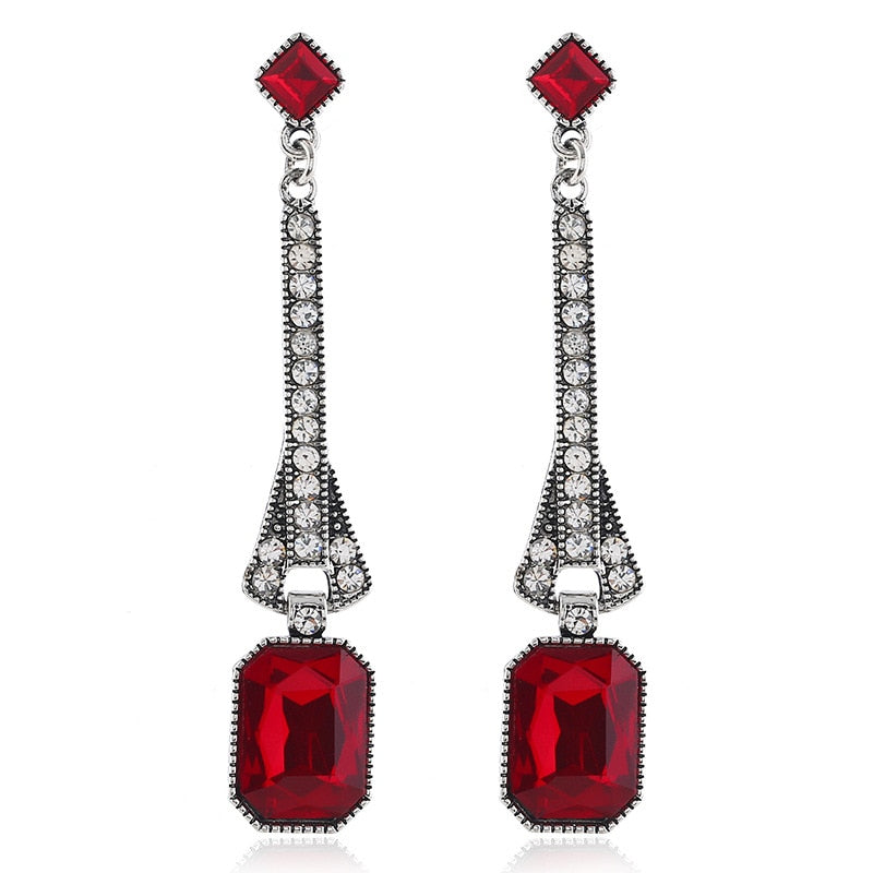 Boucles D'oreilles Vintage Années 60 - Turquoise - Occasion