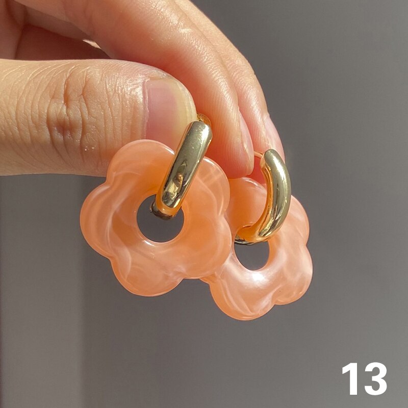 Boucles D'Oreilles Vintage Plastique Ambre - Occasion