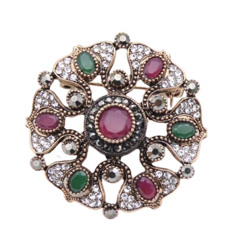 Lot De Broches Anciennes Vintage - Collection Bijoux Rétro - Occasion - Matériaux Mixtes (Strass, Coquille, Doré)