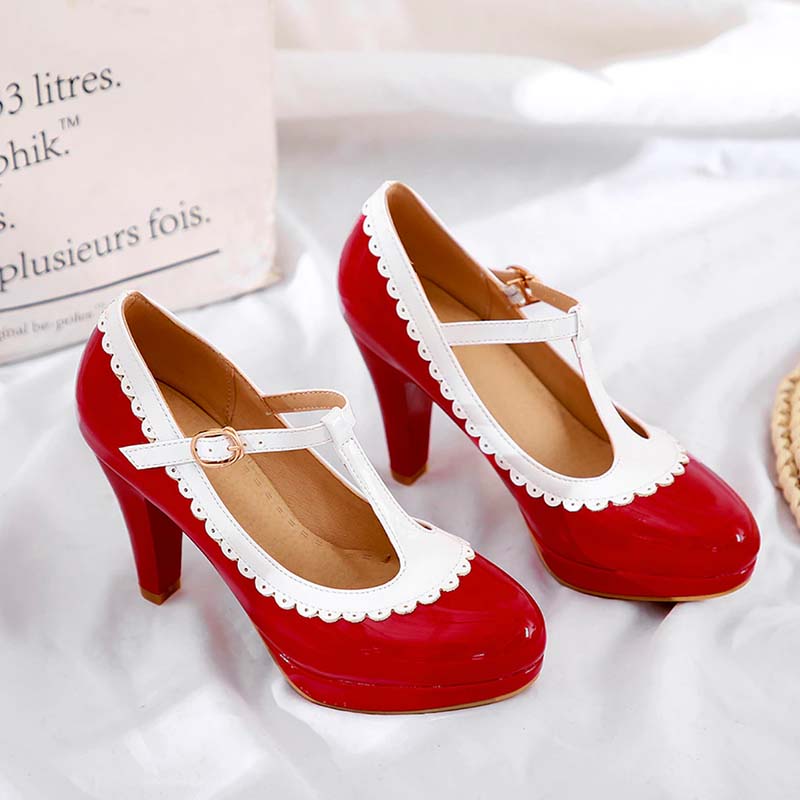 Rétro Chaussures Pin Up Pas Cher Chaussures Pin Up Rouges Talons