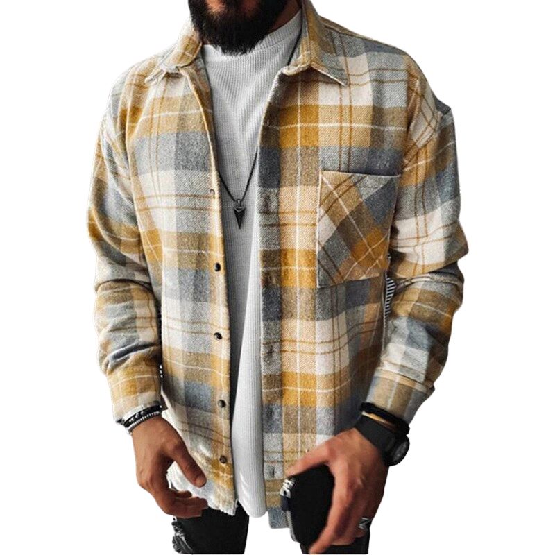 Chemise Oversize Carreaux Marron Pour Homme - Style Bûcheron En Flanelle - Taille XXL