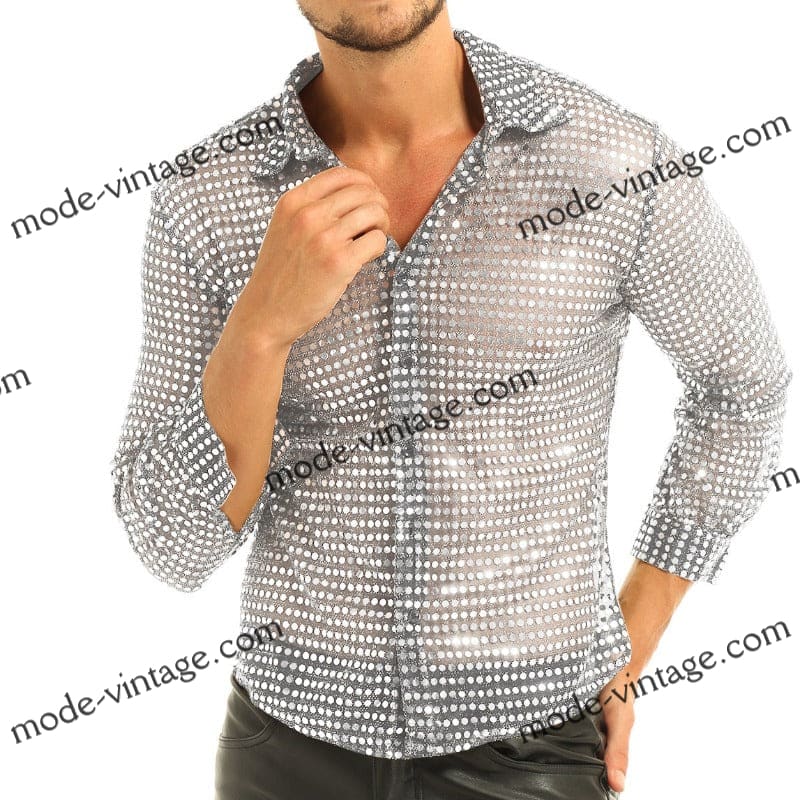 Chemise argentée homme sale