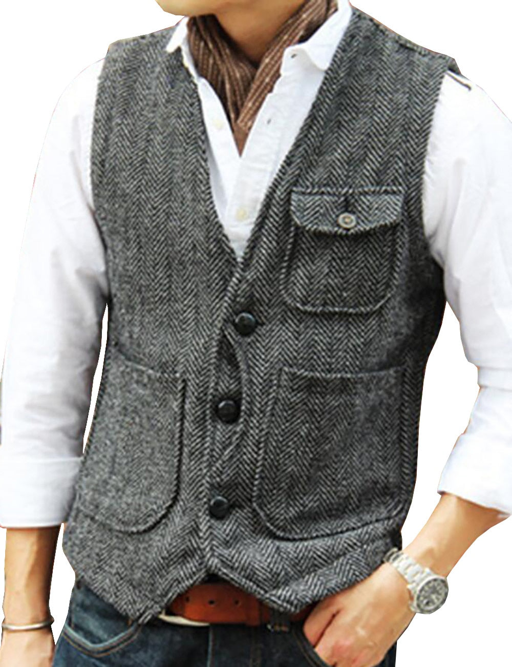 Gilet Laine Vintage Homme Mode Vintage - Main Image