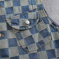 gilet-denim-carreaux-coton-lave-multi-poches-vintage