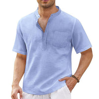 chemise-plage-manches-courtes-coton-lin-vintage