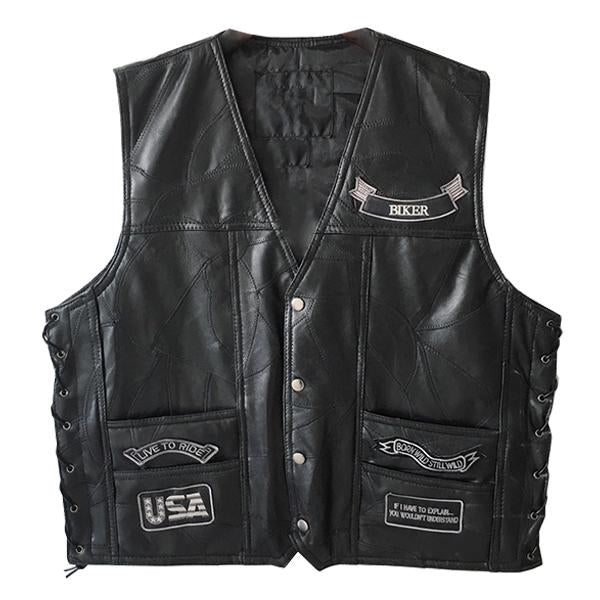 Veste d'équitation en cuir effet vieilli à double col vintage
