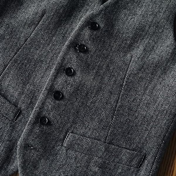 Gilet Homme à Chevrons Laine - Coupe Ajustée Couleur Argenté - Taille X-Large - Cérémonie Et Soirée