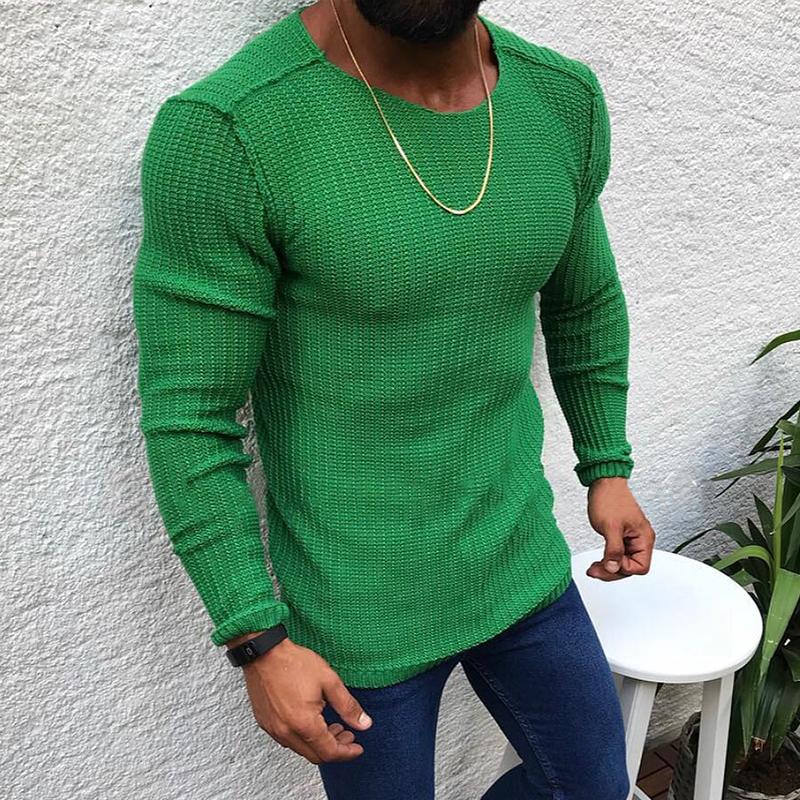 Pull Homme Vintage Col Rond En Laine Mélangée - Avec Coudières Renforcées - Style Décontracté Hiver