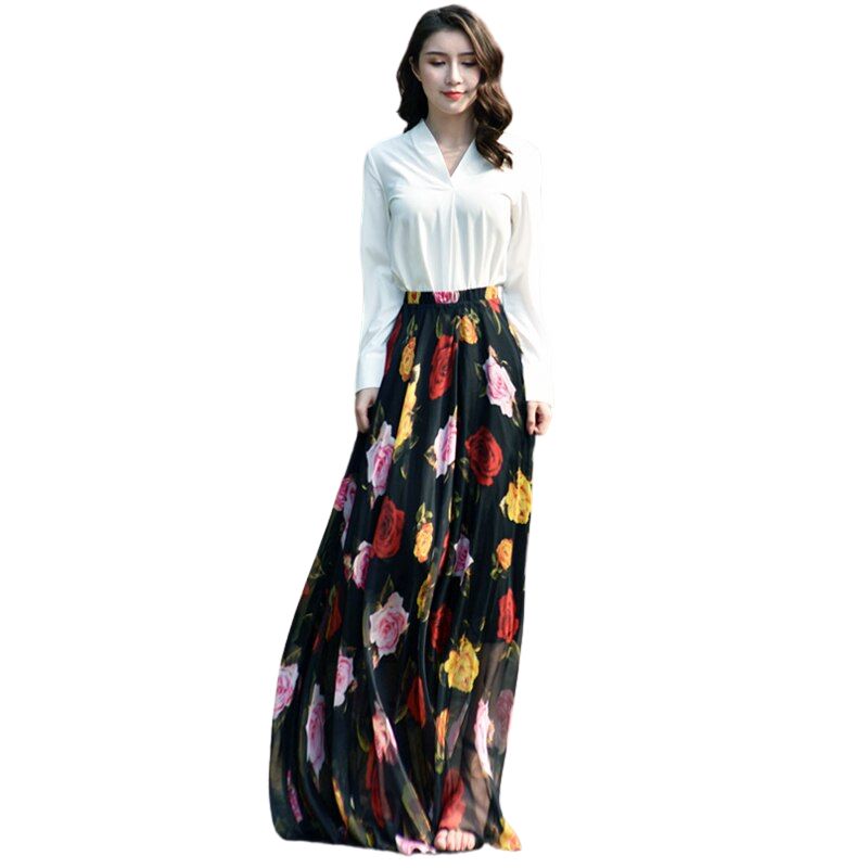 Jupe Longue Fluide Fleurie Vintage | Mode Vintage