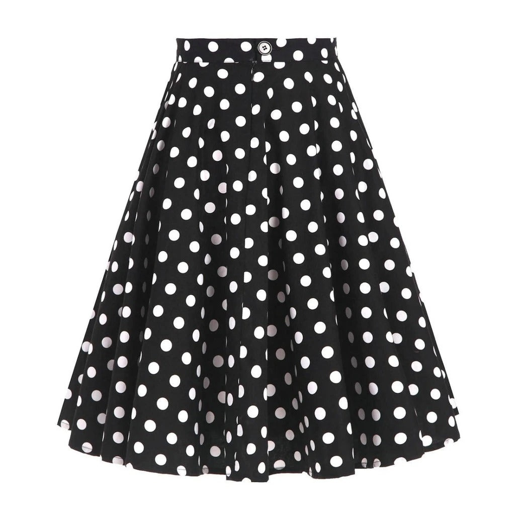 Jupe Année 80 Noir Pois Blancs Mode Vintage