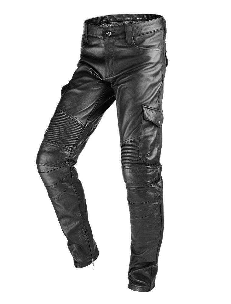 Pantalon Cuir Biker Moto Brun Antique - Jeans Cuir Véritable (Taille 33)