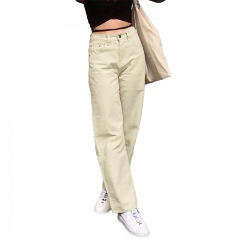 Pantalon Vintage Taille Haute 38 - En Polyester Blanc, Neuf Sans étiquettes, Coupe Petite