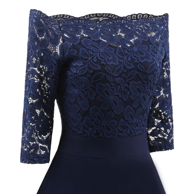 Robe évasée en dentelle vintage à épaules dénudées top
