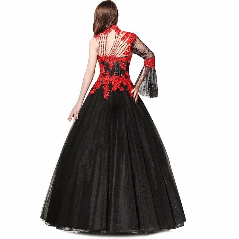 Robe de mariée noire et rouge sales