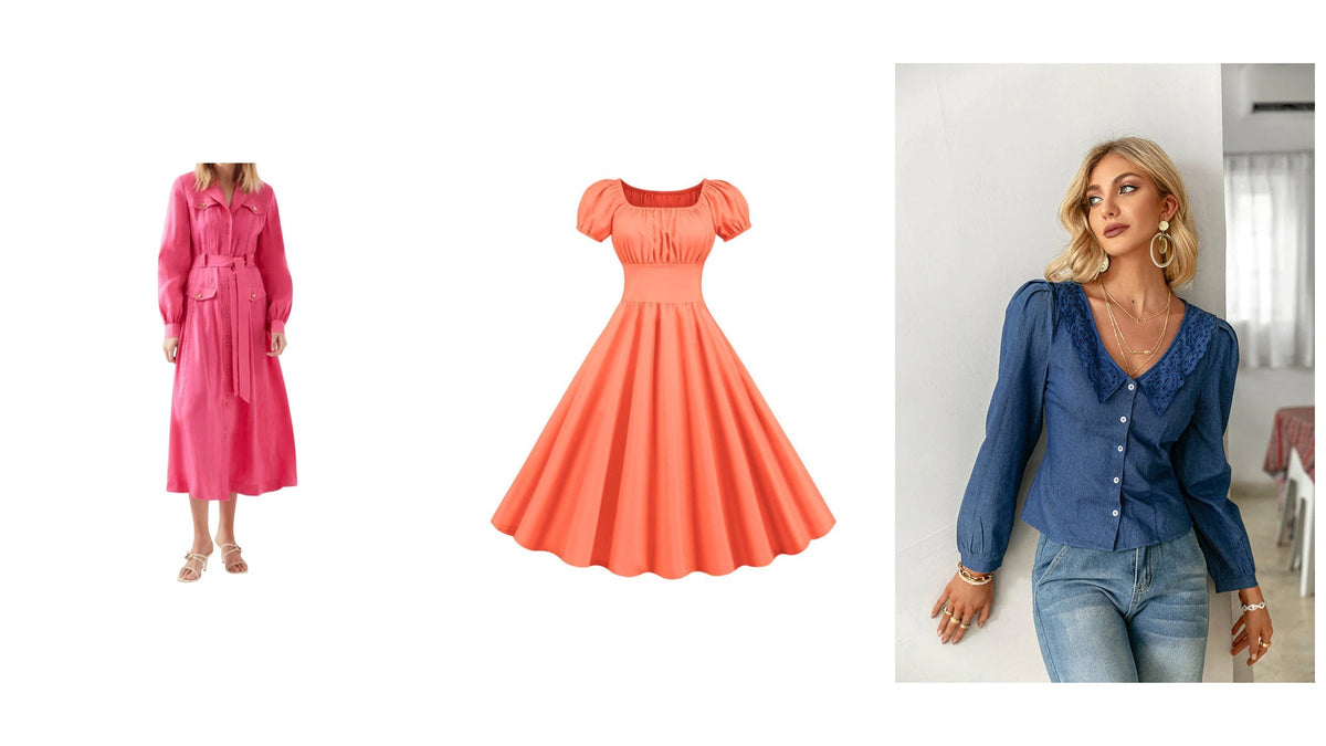 Trois silhouettes aux aplats rose, orange et bleu pour composer une tenue inspirée par la couleur chez Henri Matisse Image