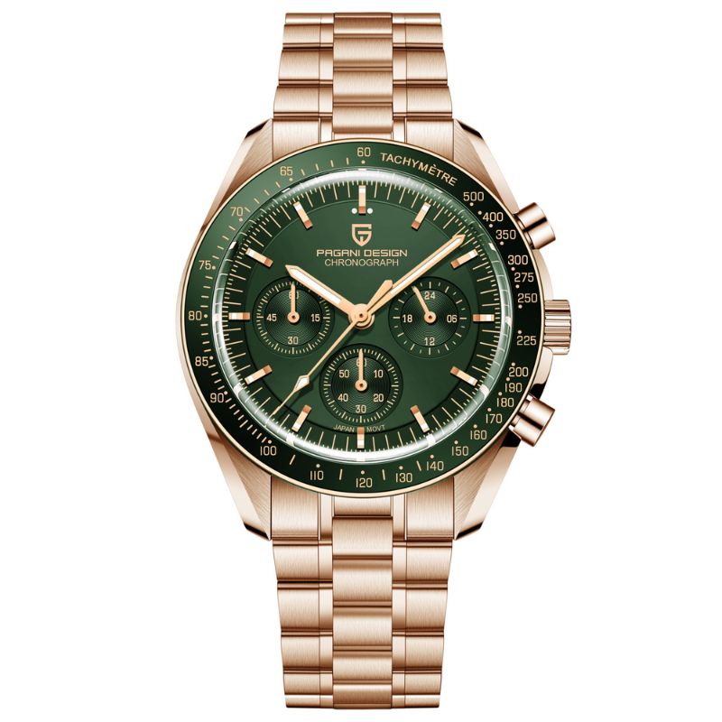 Montre vintage cadran vert et boitier dore Image