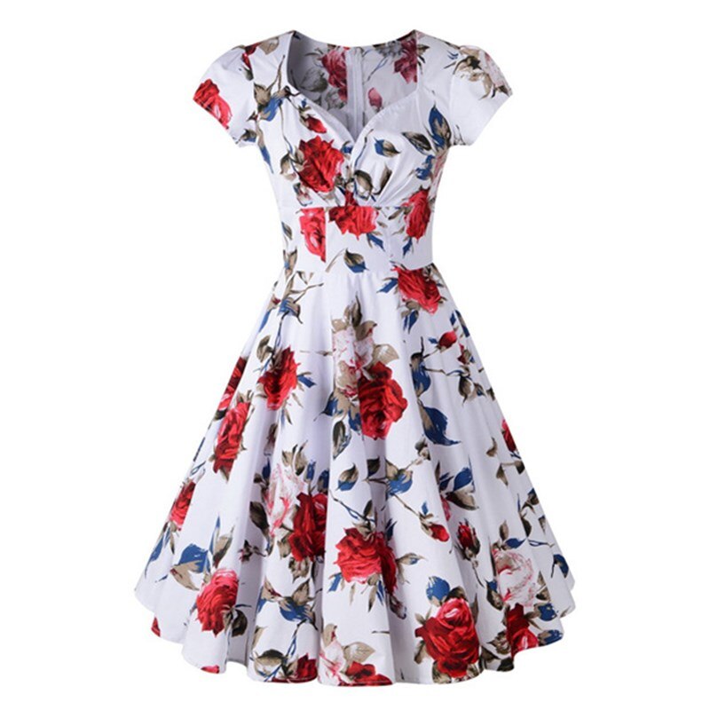 Robe retro annees 50 a motif floral Image