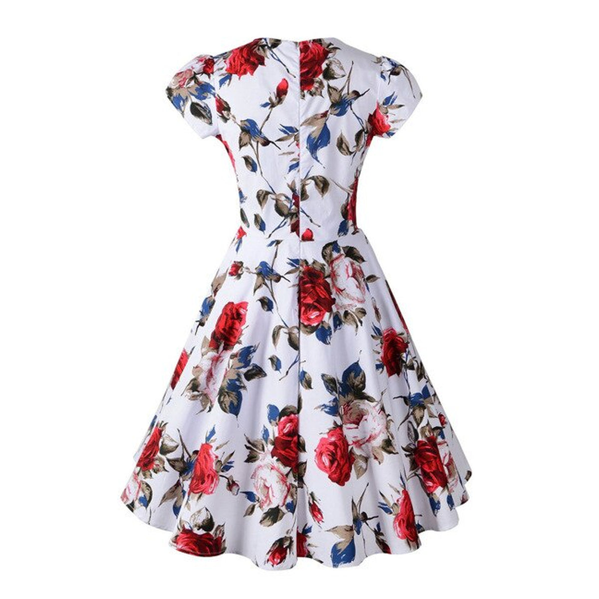 Robe année 50 fleurie avec fermeture zippée au dos