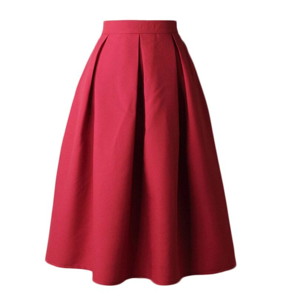 Jupe évasée vintage rouge vue de face
