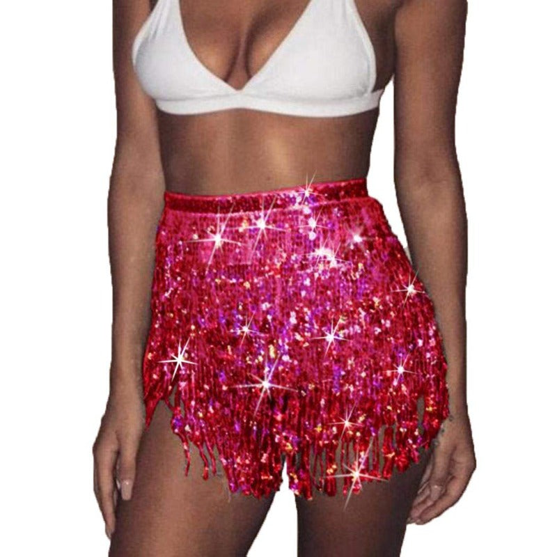 Jupe-Disco-Paillette-Rouge