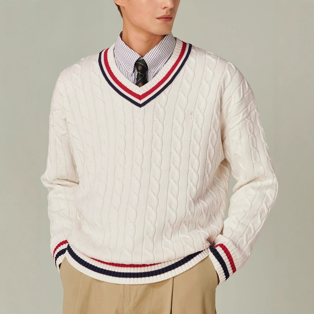 Pull en V Tennis Vintage Homme