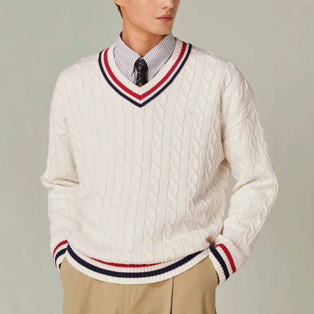 Pull en V Tennis Vintage Homme