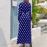 Robe Maxi Année 80 à Pois Bleus