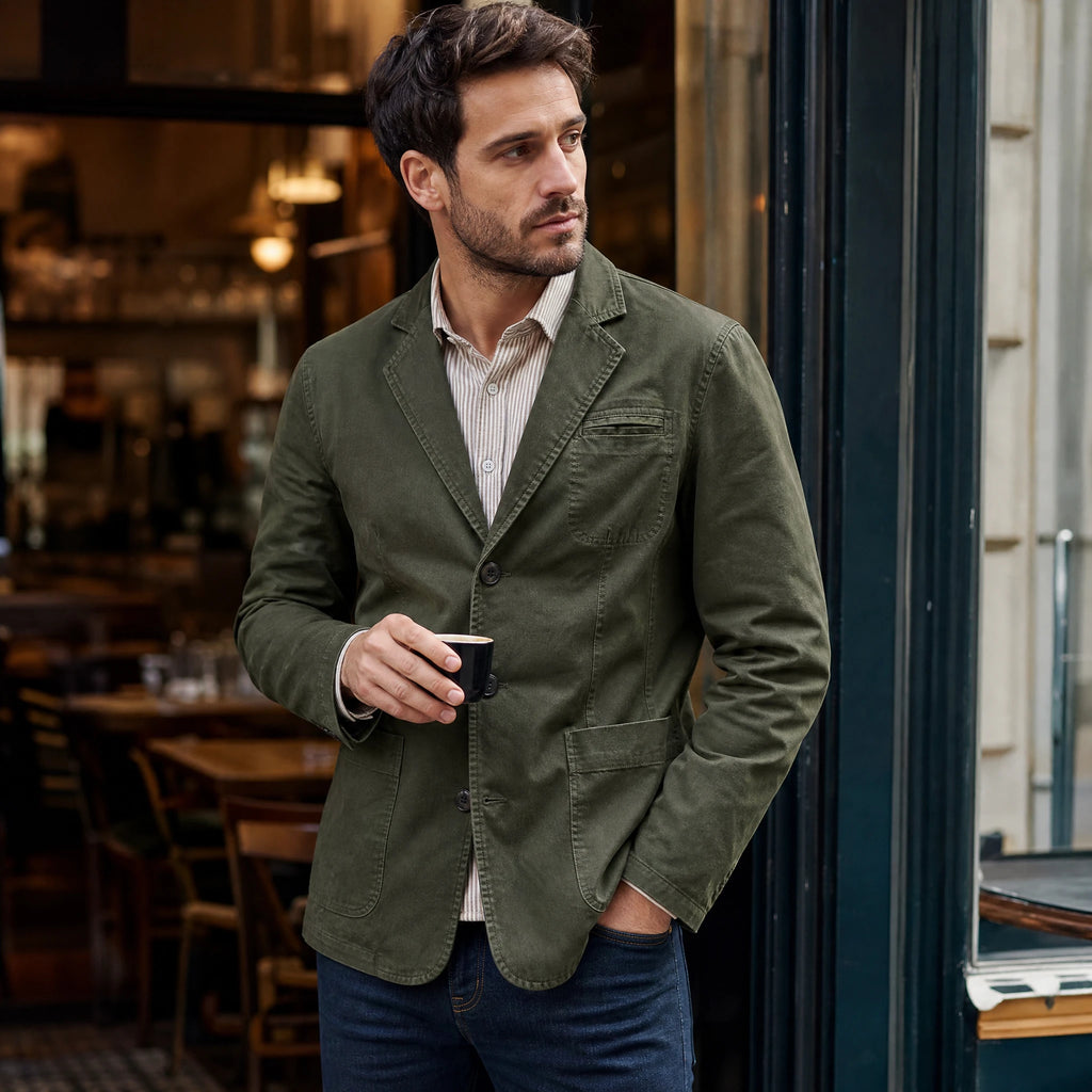 Blazer vintage de couleur unie à revers pour hommes - Utilisation GLOBALE