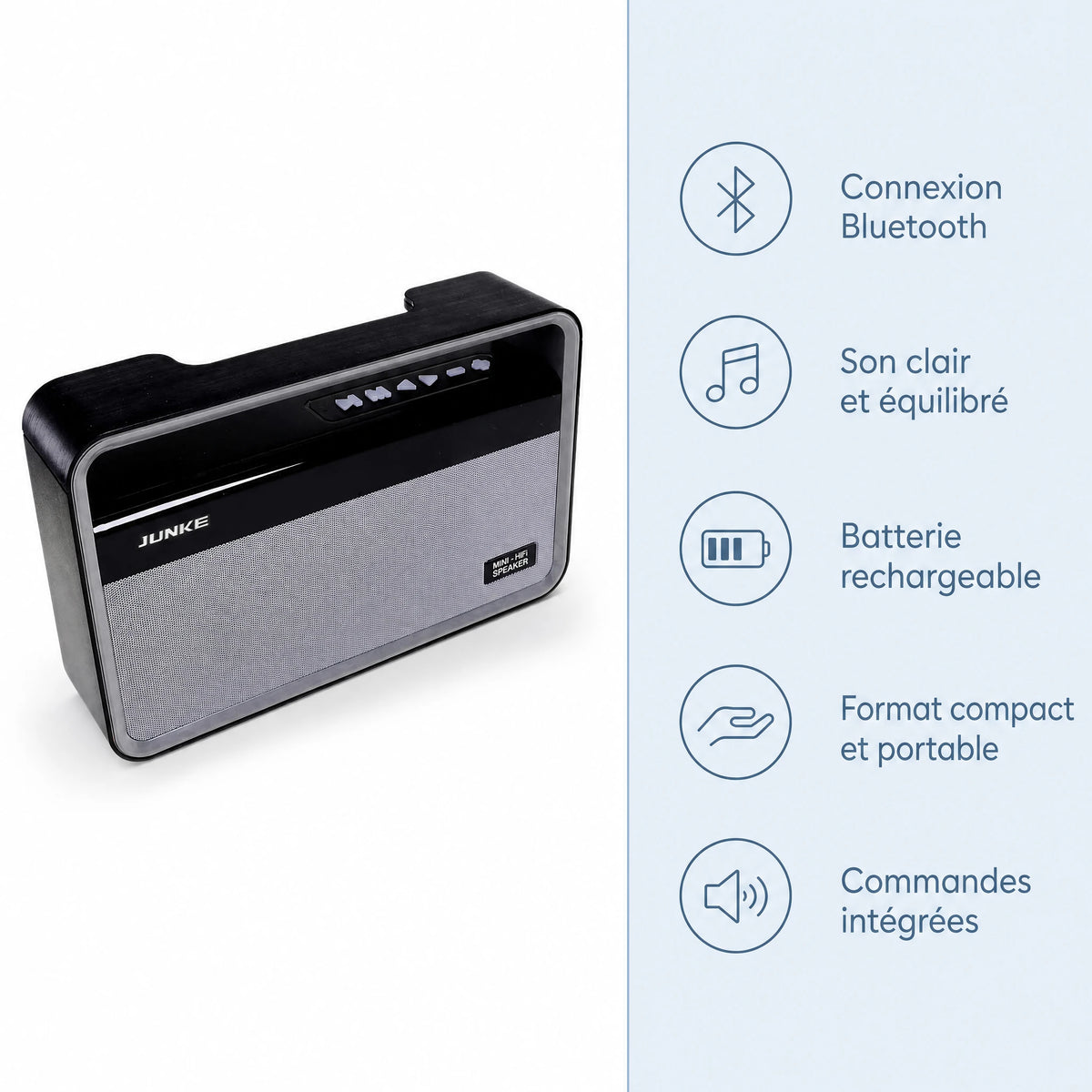 Enceinte Bluetooth Portable Compacte Style Vintage Noir - Bénéfices produit