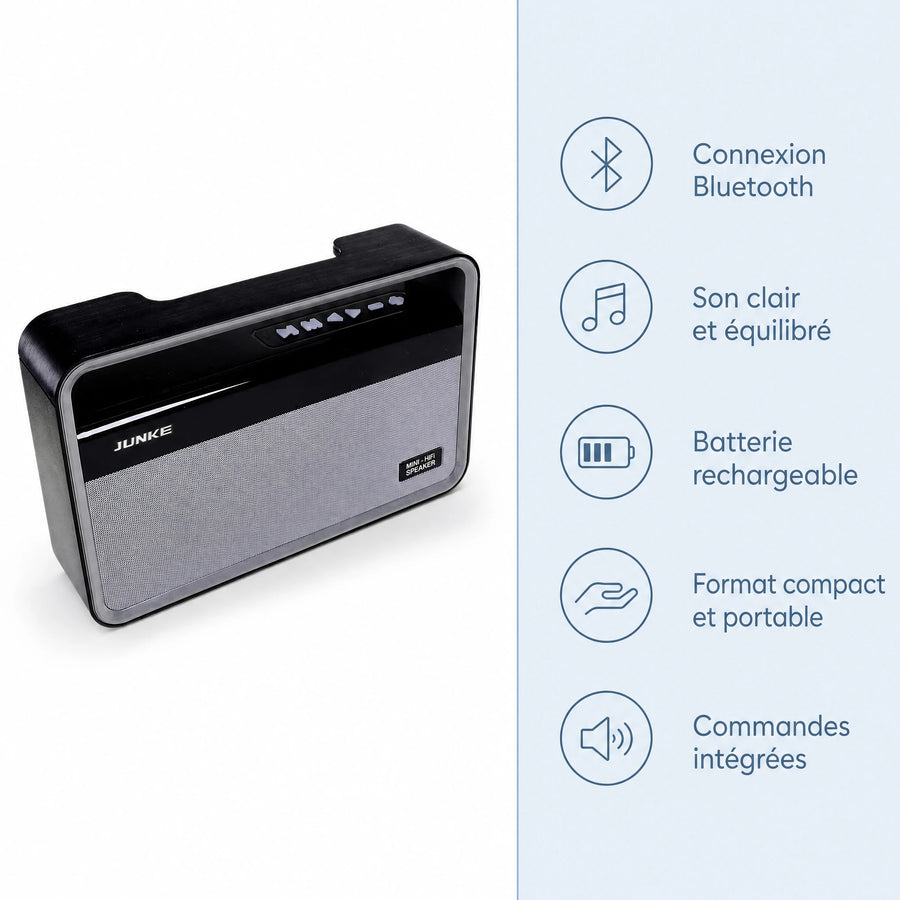 Enceinte Bluetooth Portable Compacte Style Vintage Noir - Bénéfices produit