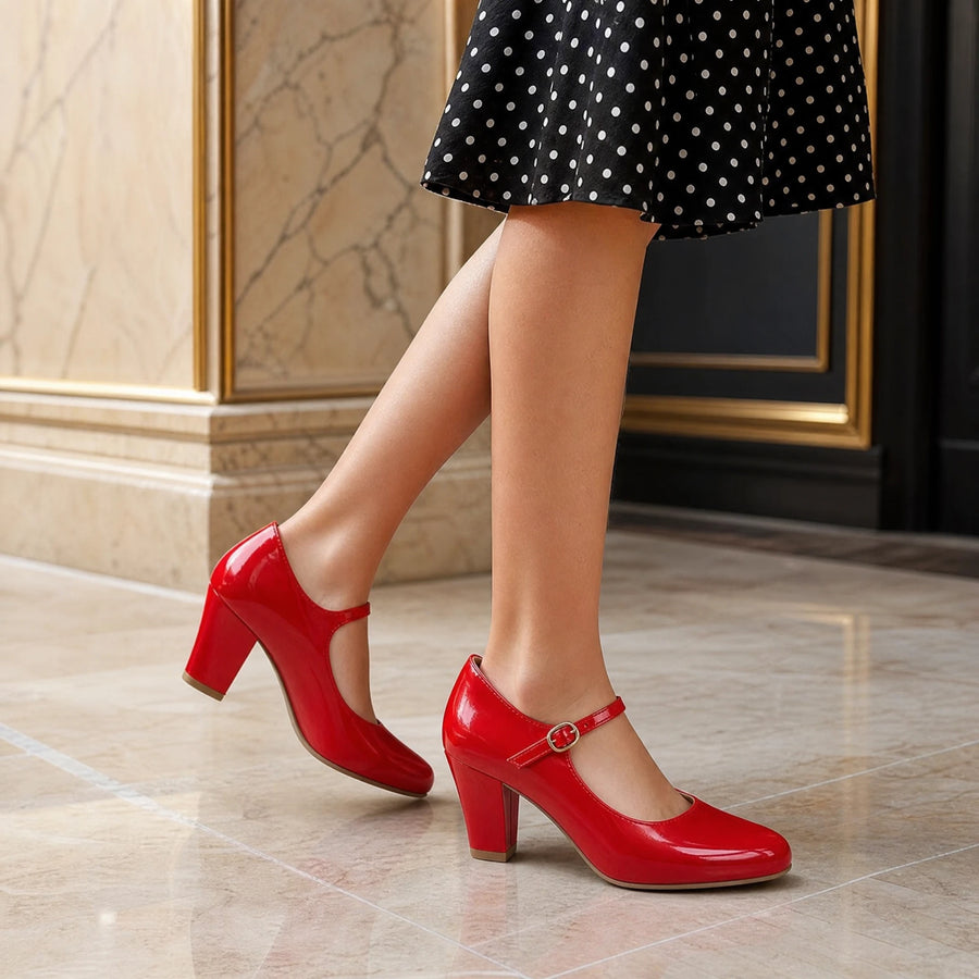 Escarpin Style Vintage Couleur Rouge - Utilisation GLOBALE