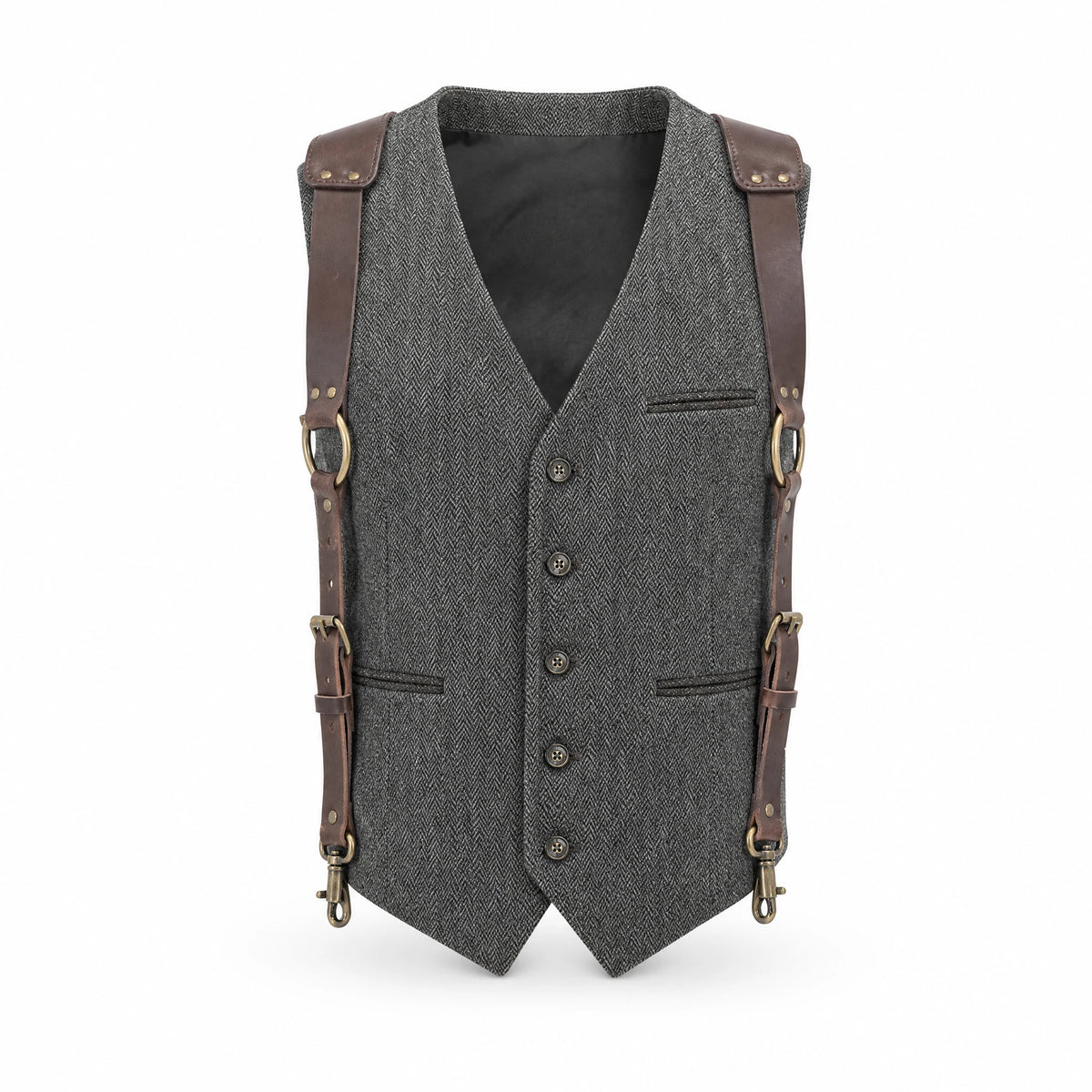 Gilet de costume à chevrons à col en V vintage - image principale