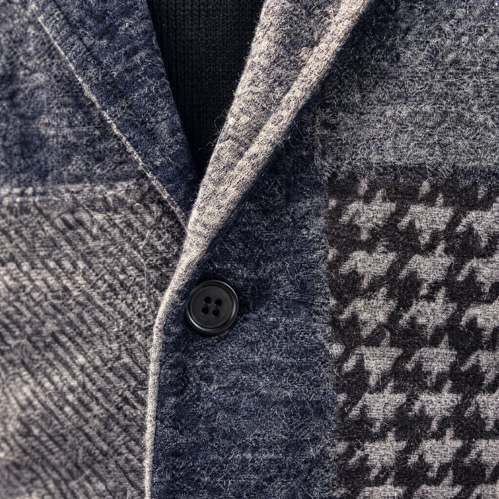 Gilet de costume slim color block vintage - close-up détail matière