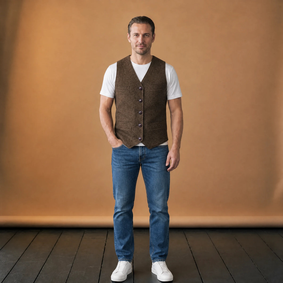 Gilet de costume vintage à col en V à chevrons - VETEMENT Studio HOMME