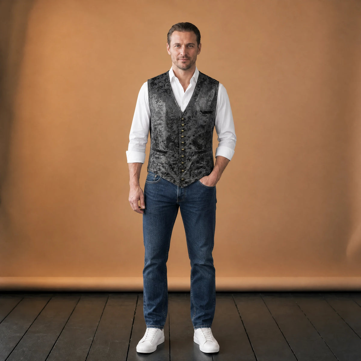 Gilet sans manches homme vintage à motifs - VETEMENT Studio HOMME