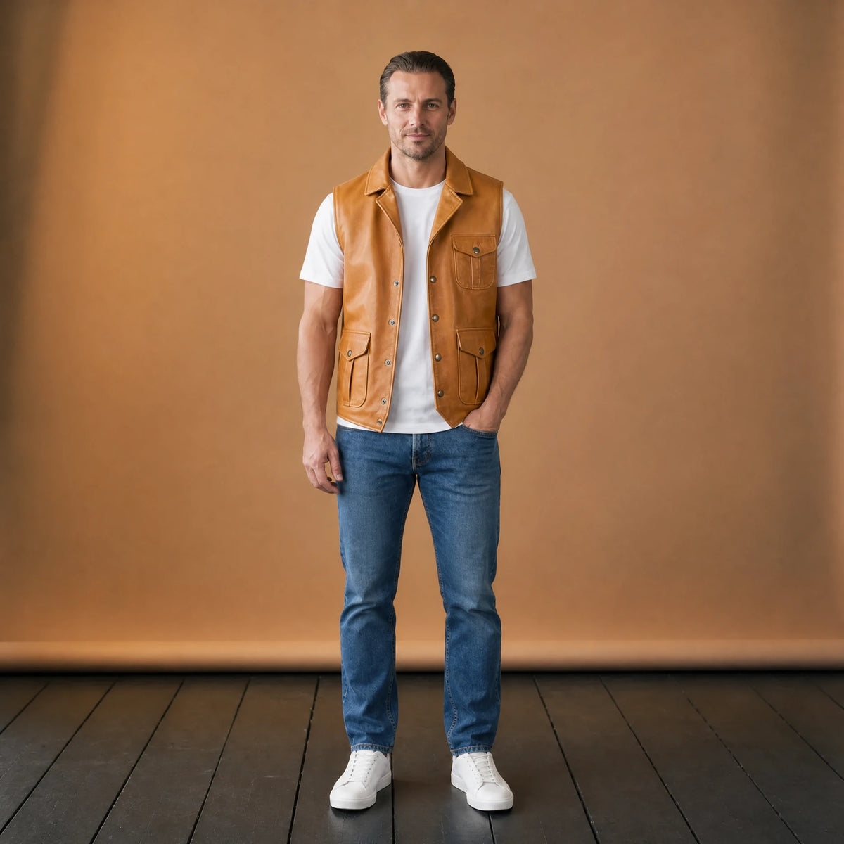 Gilet Tendance en Cuir Vintage Mode Homme - VETEMENT Studio HOMME