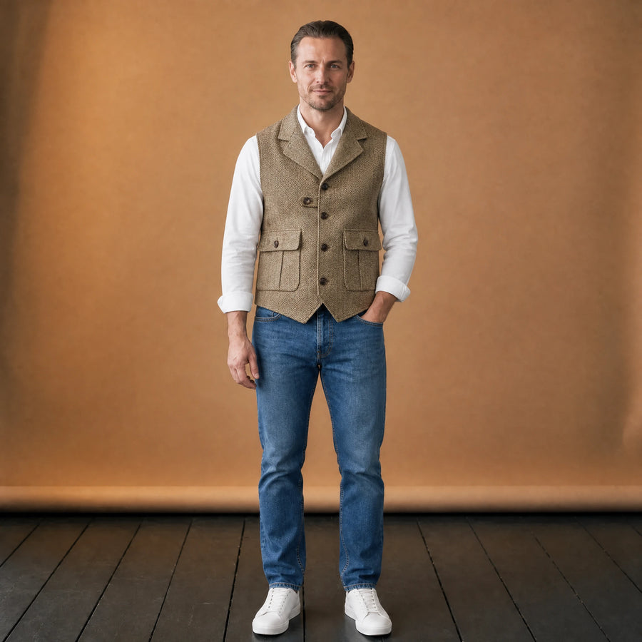Gilet Tweed Homme sans Manches à Col à Revers - VETEMENT Studio HOMME