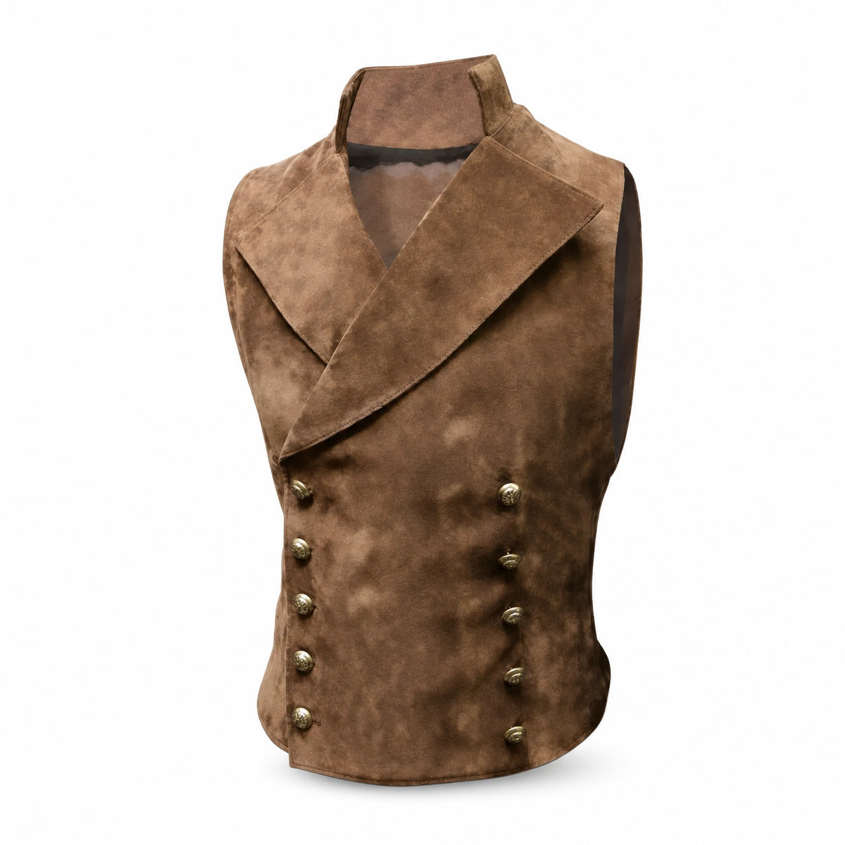 Gilet Vintage Col Montant en Daim à Double Boutonnage - image principale